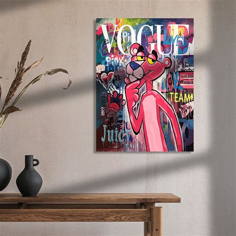 Vibrant Pink Panther Modern Art Canvas Print – Kotart