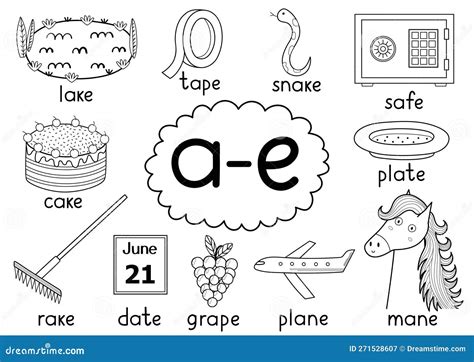 A-e Digraph Spelling Rule Black And White Educational Poster For Kids ...