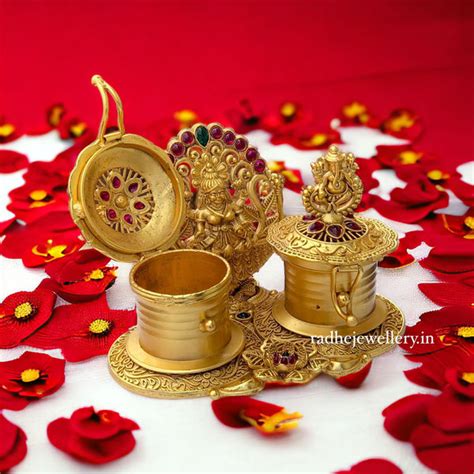 Lakshmi with Ganesh Kumkum Box Design,Double Kumkum Box – Radhe jewellery