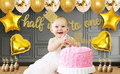 Party Propz Its My Half Birthday Decorations Set -Golden Glitter Banner ...