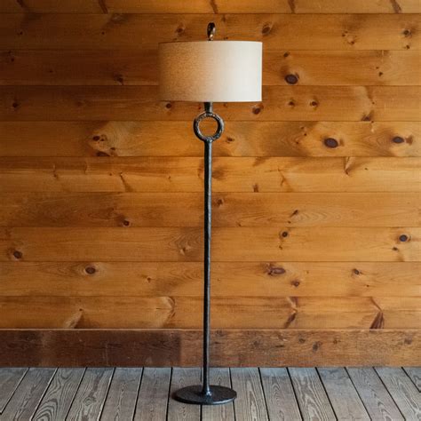 Alberto Floor Lamp | Rustic Hammered Iron Floor Lamp with Linen Shade ...