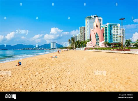 Photograph of Nha Trang beach with many high rise buildings behind it