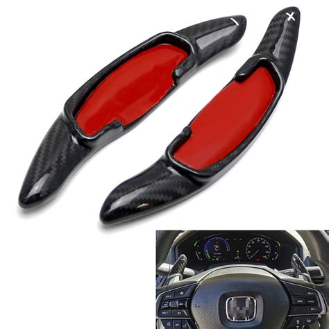 海外製 エアロパーツ 18-22アコードシビックリアルカーボンファイバーステアリングホイールパドルシフターエクステンション For 18-22 ...