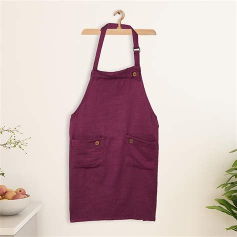 Buy Colour Connect Purple Solid Cotton Blend Kitchen Apron from Home ...