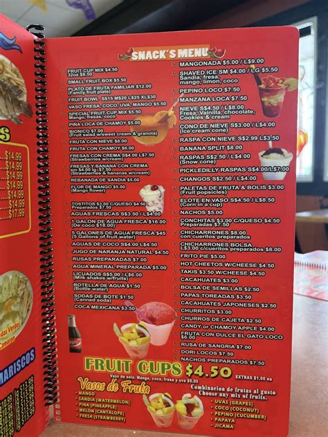 Menu at Sandia Mexican Restaurant & Fruteria, San Antonio