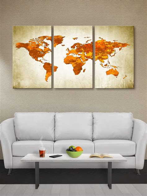 999STORE wooden stretched world map wall decor classical world map ...