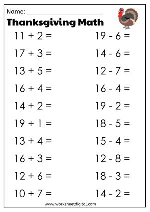 Image result for Thanksgiving Math Sheets