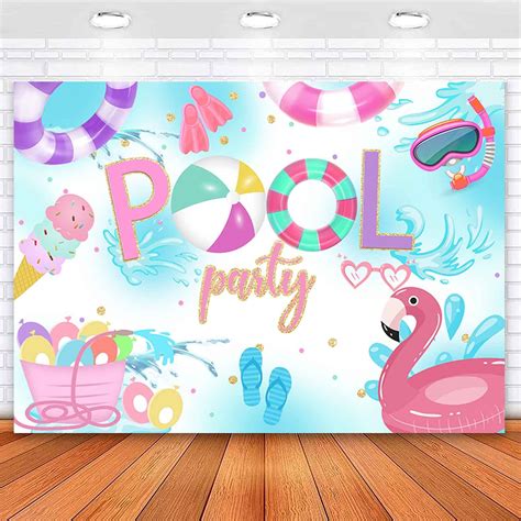 Photo Backdrops Summer Splish Splash Pool Party Backdrop - 7x5ft Neon ...