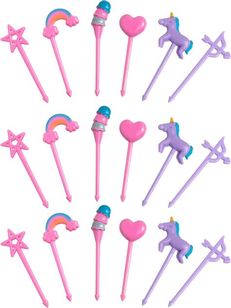 18 morceaux de cure-dents pour enfants, cure-dents mignons d'animaux de bande dessinée, coeurs ...