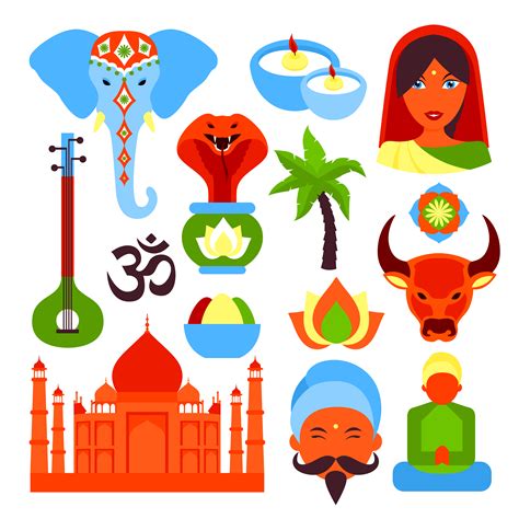 India symbols set 437947 Vector Art at Vecteezy