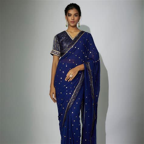 Mahera Royal Blue Embroidered Saree Set – Nadima Saqib