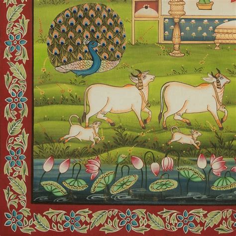 Sharad Poornima - Dawn Theme Pichwai Handmade Painting (2) – TheBimba.com