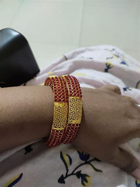 Buy ZENEME Antique Golden Pota Stone Studded Handmade Bangle Set ...