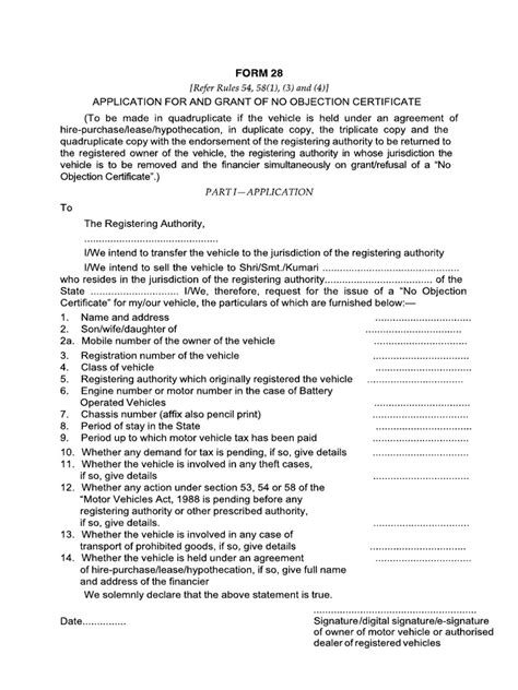 Image result for Form 28 RTO