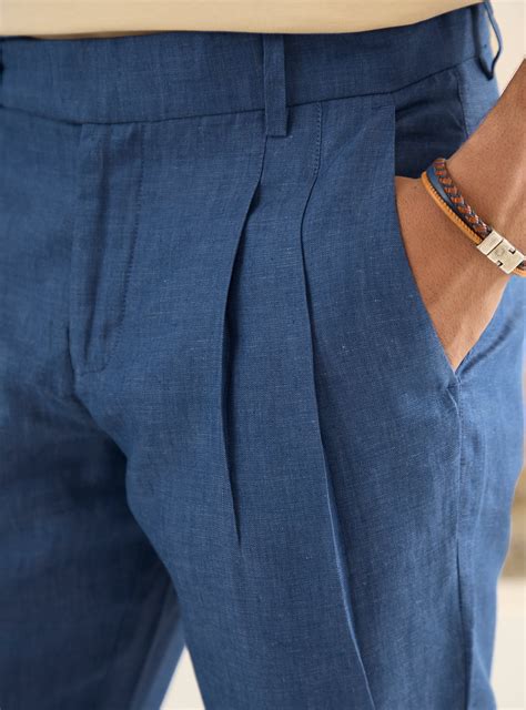 Buy Dusk Blue Linen Pants | Casual Blue Chambrays Pants for Men Online ...