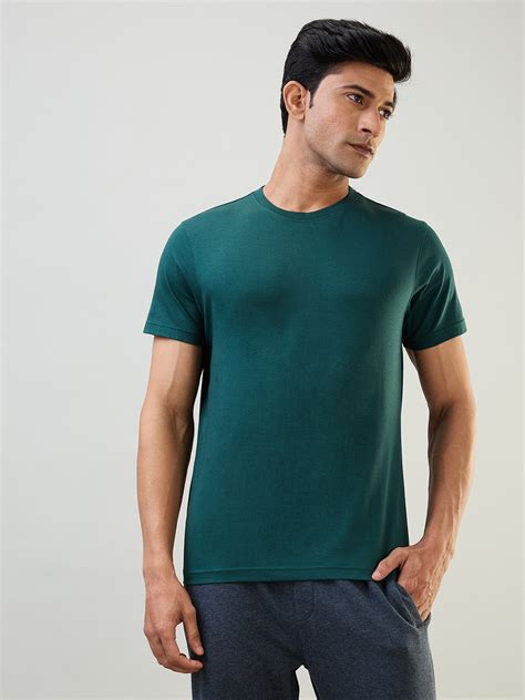 Sleepz Men Green Solid Regular Fit Cotton Blend T-Shirt – MyRaymond
