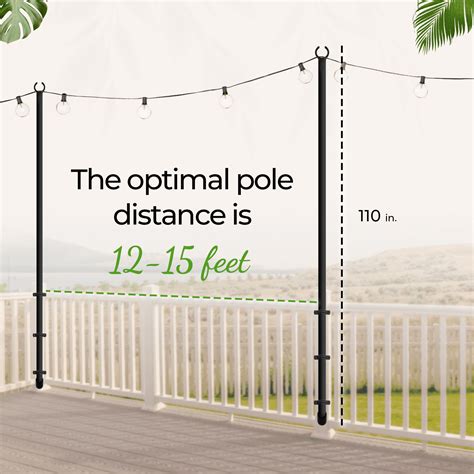 Terry Heavy Duty Outdoor String Light Pole for Deck Fence or Patio ...