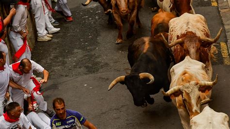 Runners hit Pamplona's streets for annual dash with the bulls | CBC News