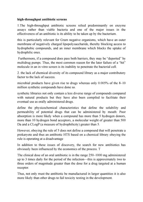 High-throughput antibiotic screens - this is particularly relevant for ...