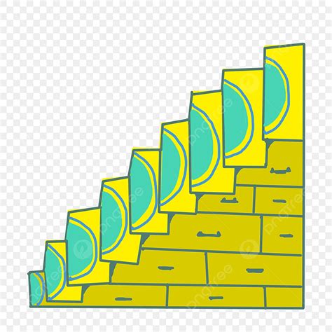 Green Decoration Cartoon Stairs Yellow Stairs Three Dimensional Stairs ...
