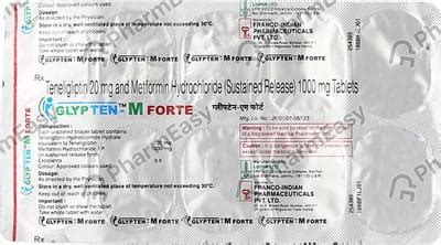 Glypten M Forte Strip Of 10 Tablets: Uses, Side Effects, Price & Dosage ...
