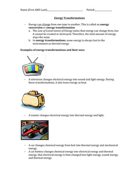 Energy Transformation Worksheet Key 的图像结果