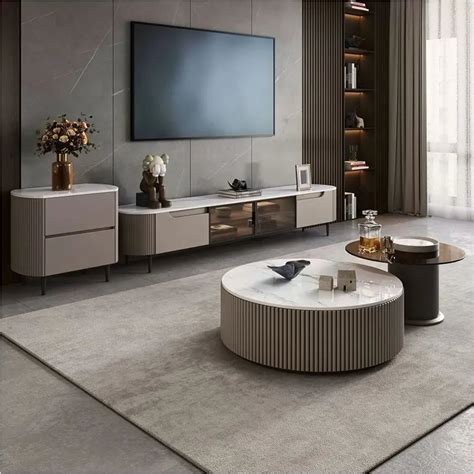 Marble and Metal Living Room TV Unit – On Wood Products