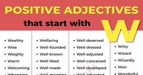 114 Positive Adjectives that Start with W | W Words to Describe Someone ...