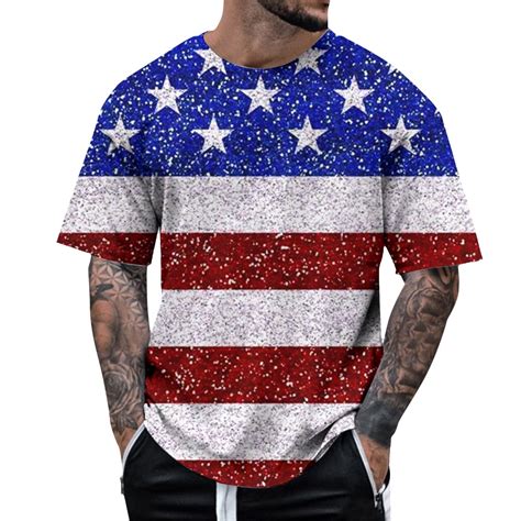 Red White And Blue Shirts for Men Mens Hawaiian Shirt 4th of July Short ...