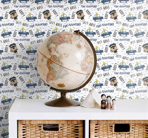 Cute cars and beeps Kids wallpaper - TenStickers