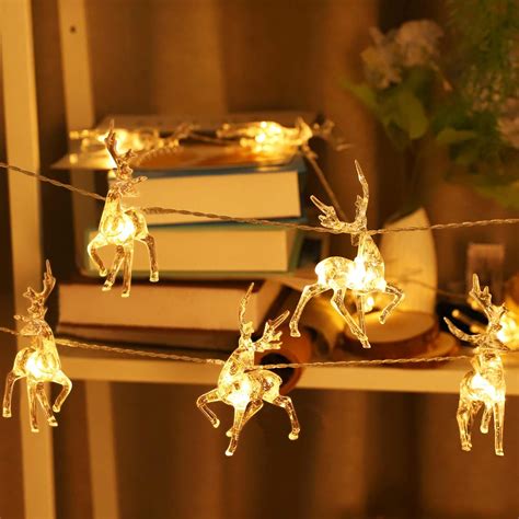 Buy Christmas Lights Reindeer String Lights - 5 ft 10 LED Warm White ...