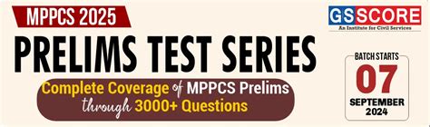 MPPSC Prelims Test Series 2025 in English & Hindi medium - GS SCORE