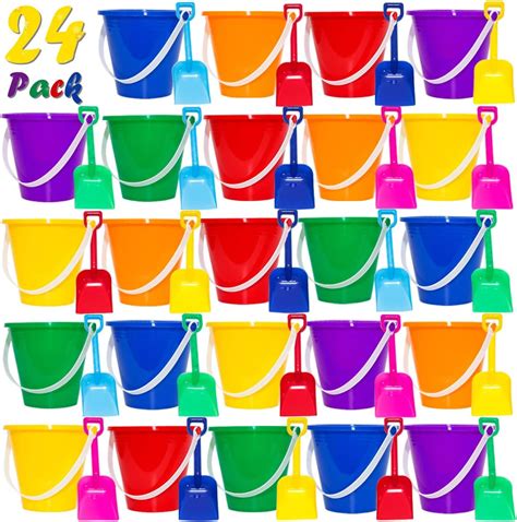 Amazon.com: Shindel 28PCS Beach Buckets, Colorful Sand Buckets with ...