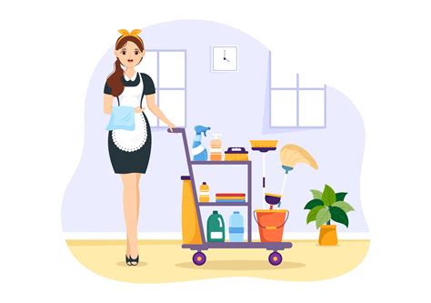 Professional Girl Maid Illustration of Cleaning Service Wearing her ...
