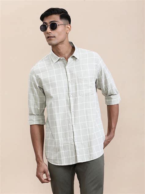 Grey Windowpane Lightweight Shirt - Buy Online India – Crocodile