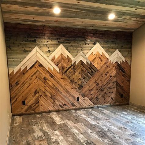 Rustic Wood Wall Decor with Mountain Art