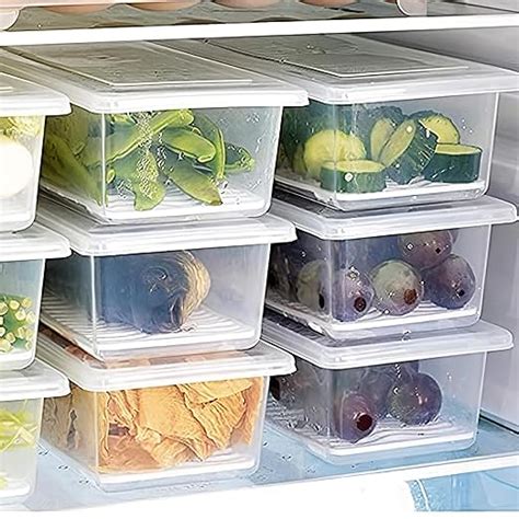 KWER Fridge Storage Boxes Fridge Organizer With Removable Drain Plate ...