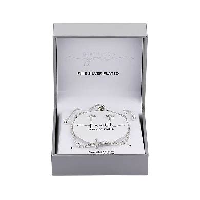 Gratitude & Grace Fine Silver Plated Cubic Zirconia Cross Adjustable ...