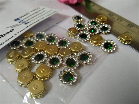 Coloured Stone Kundan/Stone Batch- Green & White (6mm ,8mm) / 20 Piece ...