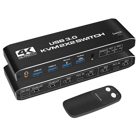 Tobo HDMI 2.0 KVM Switch with 3.5mm Jack Audio Output, USB 3.0 KVM ...