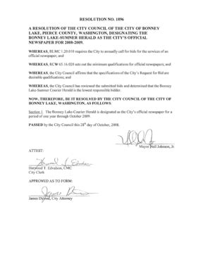 Fillable Online ci bonney-lake wa 1896 A RESOLUTION OF THE CITY COUNCIL ...