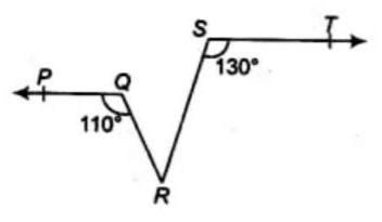 In the figure, if PQ∥ST, ∠PQR=1100and ∠RST=1300, find ∠QRS. - Brainly.in