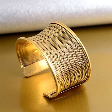 Wide Gold Cuff Bracelet, Bold Bangle, Chunky Gold Cuff, Wrapped ...