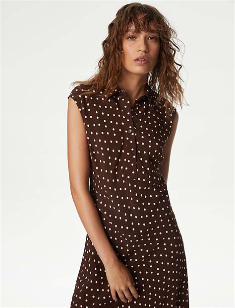 Buy Polka Dot Button Front Midaxi Shirt Dress at Marks & Spencer