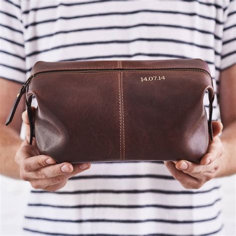 Personalised Initials Leather Wash Bag By Vida Vida