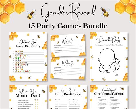 Bee Gender Reveal Games Bundle, Minimalist Baby Games, Bee Baby Shower ...