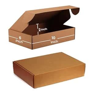 DCGPAC 3Ply Brown Corrugated Flat Boxes, 10x5x2 inch Pack of 100, Self ...
