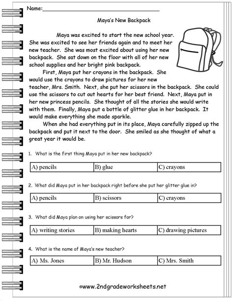 comprehension worksheet | 2nd grade reading worksheets, 3rd grade ...