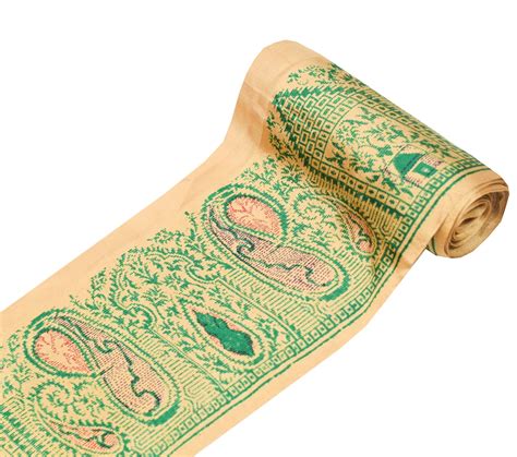 Sushila Vintage Brown Saree Border Printed Silk Craft Sewing Trim Lace