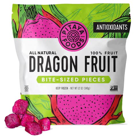 Pitaya Foods Frozen Dragon Fruit Pieces, Non-GMO Exotic Frozen Fruit ...